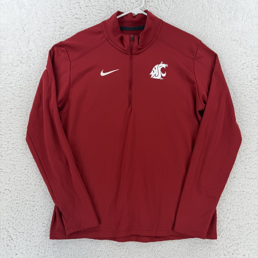 Nike Washington State Cougars 1/4 Zip Shirt Mens Large Red NCAA DA3379-698